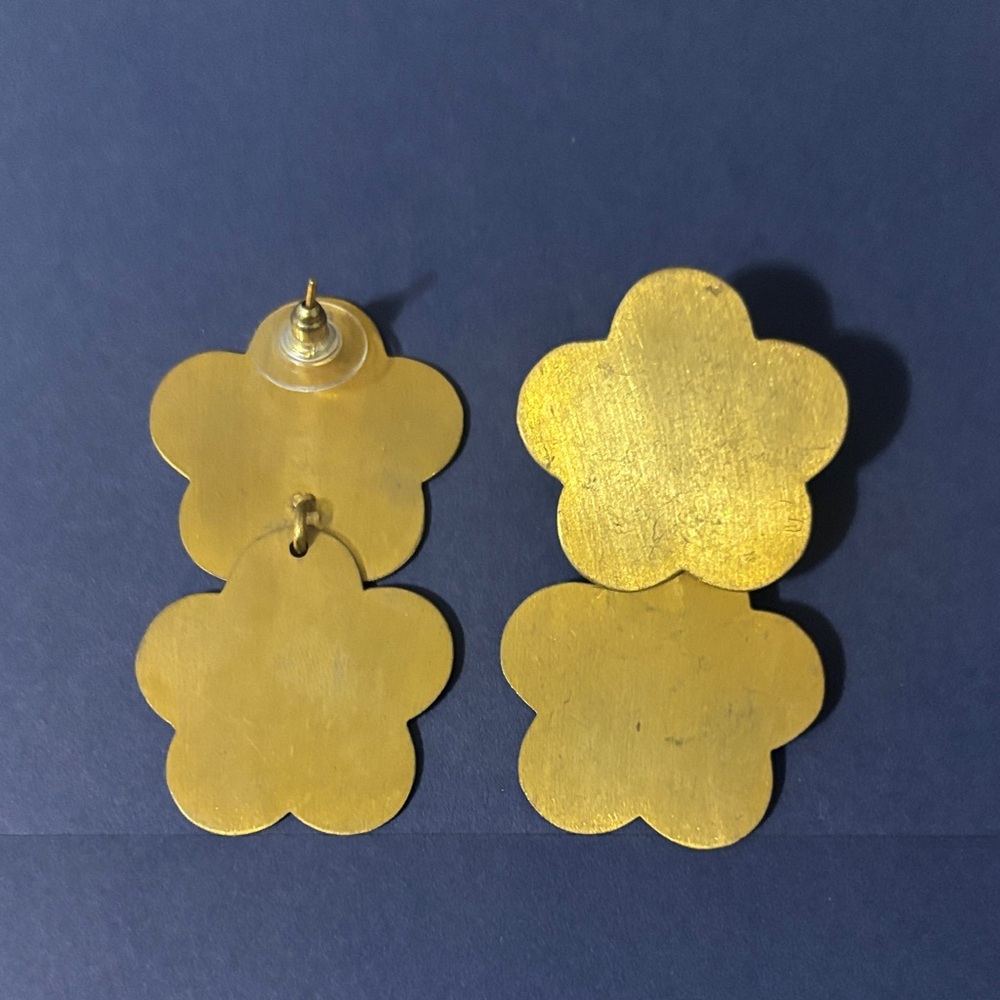 Gold Flower Drop Earrings